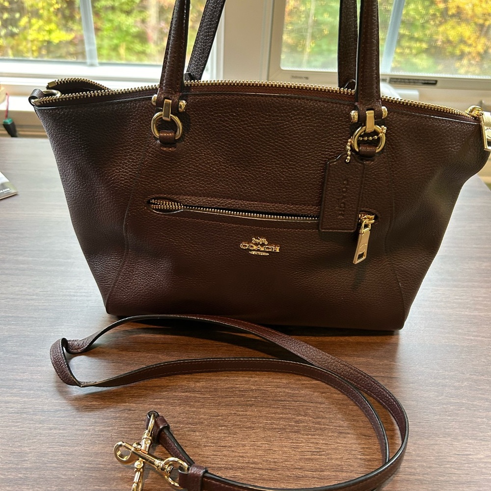 Coach Prairie Satchel in Brown Pebble leather